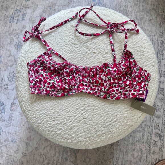 J. Crew Eliza's Red Fabric Floral Bikini Set NWT - Picture 8 of 10